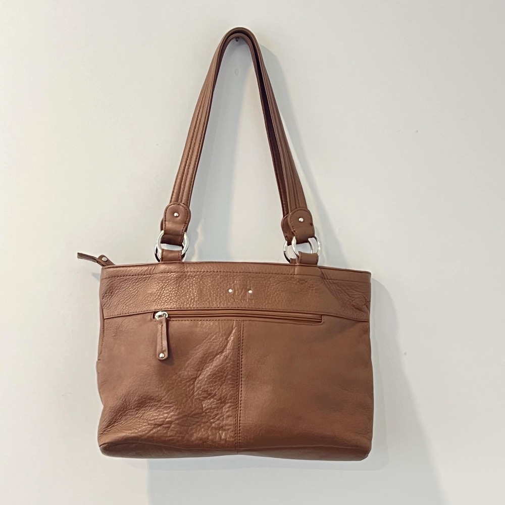 Stone Mountain Shoulder Bag Womens Medium Brown Leather Organizer Pockets Tote - Picture 3 of 16